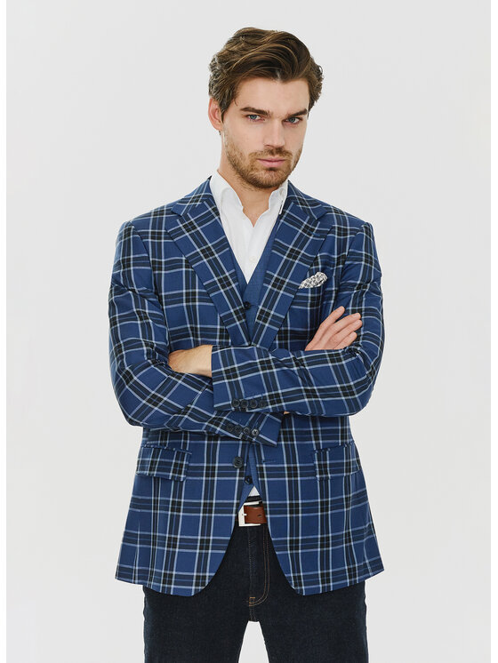 Pako Lorente Pako Lorente Marynarka P24SP-3X-002 Granatowy Slim Fit