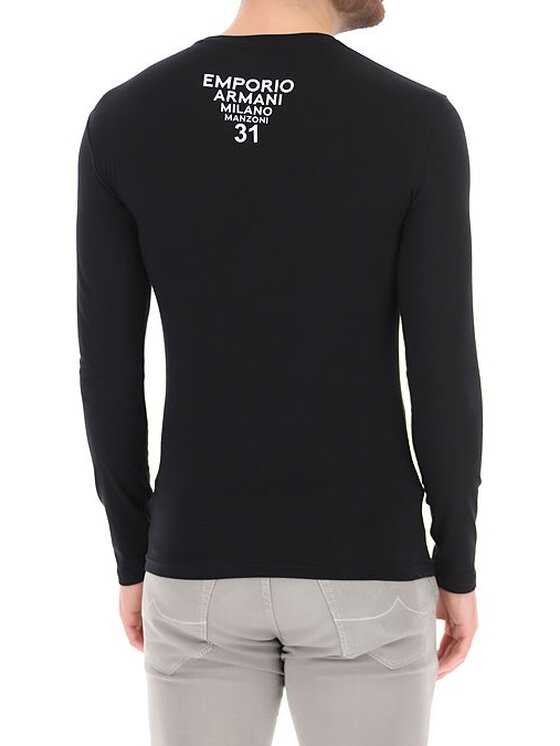 Emporio Armani Emporio Armani S dlouhým rukávem 111023-1A725 Černá Slim Fit
