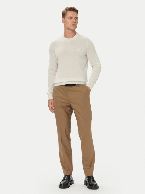 BOSS BOSS Sveter Leno 50571914 Krémová Regular Fit
