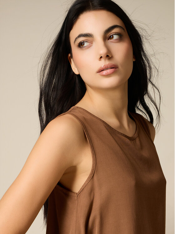 Oltre Oltre Bluzka 2517J000763N012 Brązowy Regular Fit