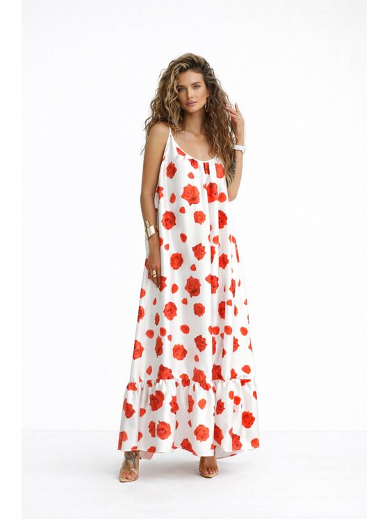 LilaLou LilaLou Sukienka letnia Gypsy Biały Oversize