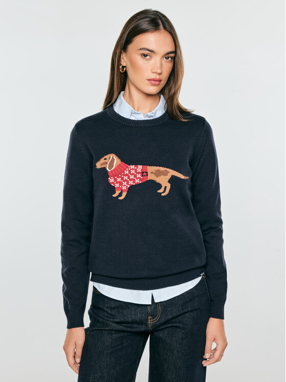 BIG STAR BIG STAR Sweter KAJKA Granatowy Basic Fit