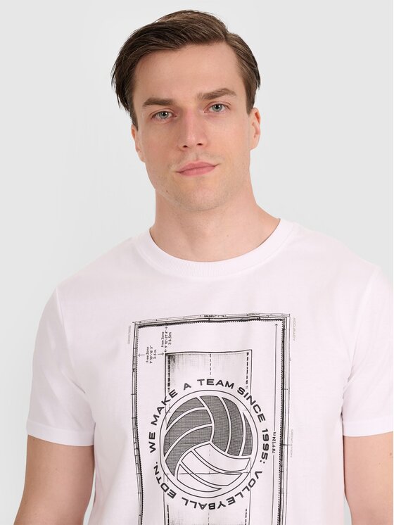 4F 4F T-shirt 4FRAW25TTSHM3236-10S Bianco Regular Fit