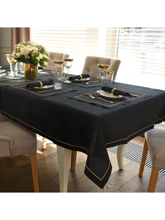 Roseberry Home Roseberry Home Serwetki Royal Black Goldenline Czarny