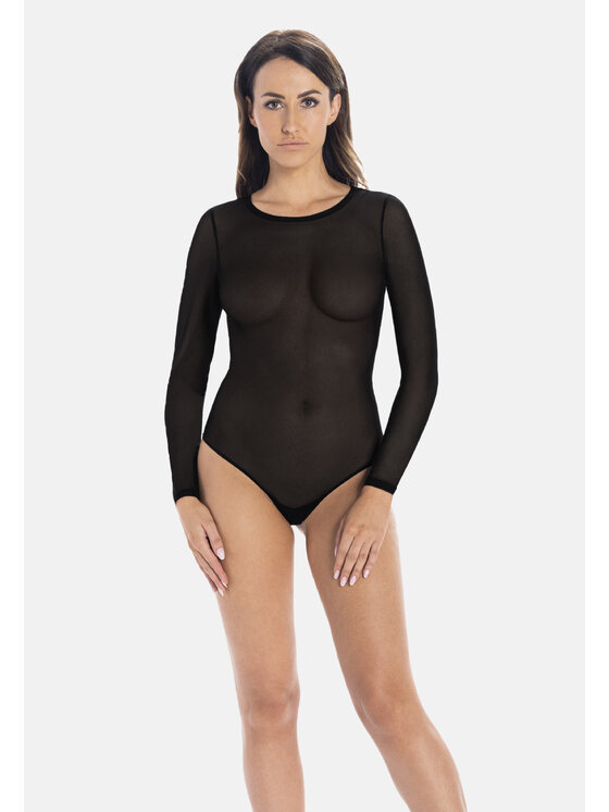 Teyli Teyli Body damskie z siateczki Sophie Czarny Regular Fit