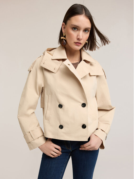 Motivi Motivi Cappotto invernale R015Q001141N002 Crema Regular Fit