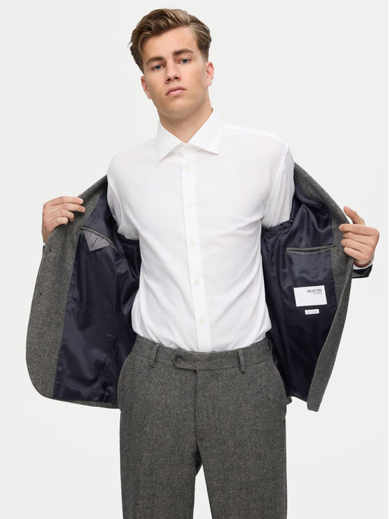 Selected Homme Selected Homme Sacou 16094332 Gri Slim Fit