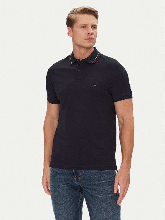 Męskie Polo Tommy Hilfiger, Rozmiar L, Grantowe, Placket Interest MW0MW38459