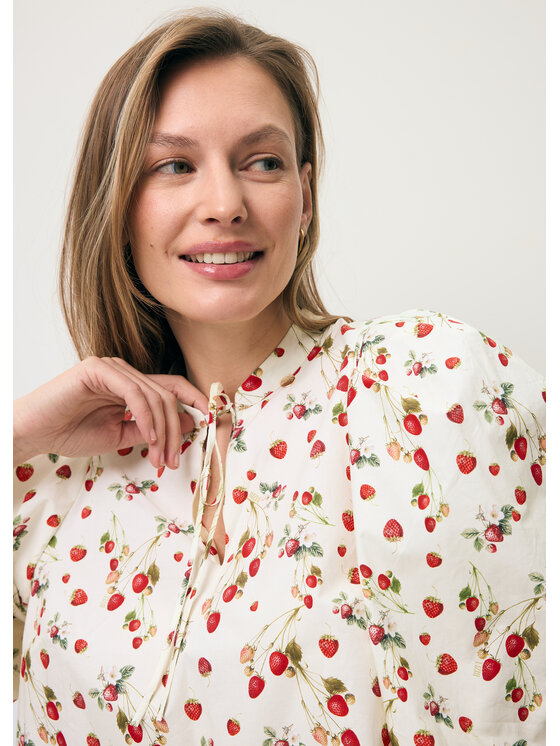 BIZUU BIZUU Bluzka ANDRASSA Biały Standard Fit