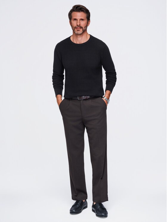 Ombre Ombre Sweter OM-SWSW-0119 Czarny Regular Fit