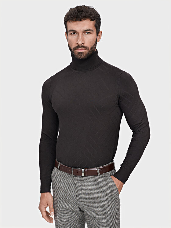 Evenemen Evenemen Sweter Golf Brązowy Slim Fit