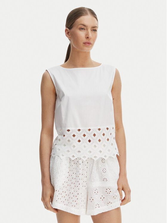 Max Mara Beachwear Max Mara Beachwear Top Maggio 2616161039 Bílá Regular Fit