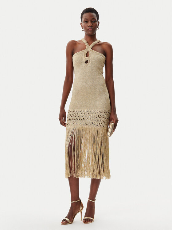 Simona Corsellini Simona Corsellini Трикотажна сукня P25CPABO0401 Бежевий Slim Fit
