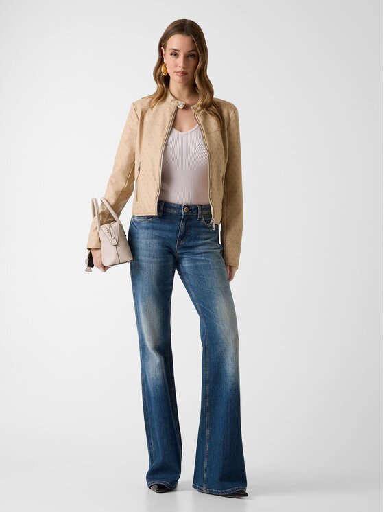 Guess Guess Bunda z imitace kůže 181403 Béžová Classic Fit