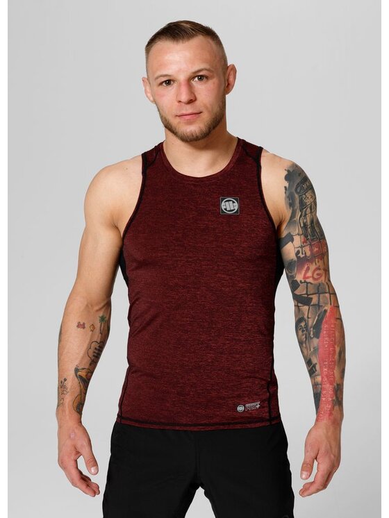 PITBULL PITBULL Koszulka techniczna Tank Top Rashguard Performance Pro plus New Logo 3XL Bordowy Regular Fit