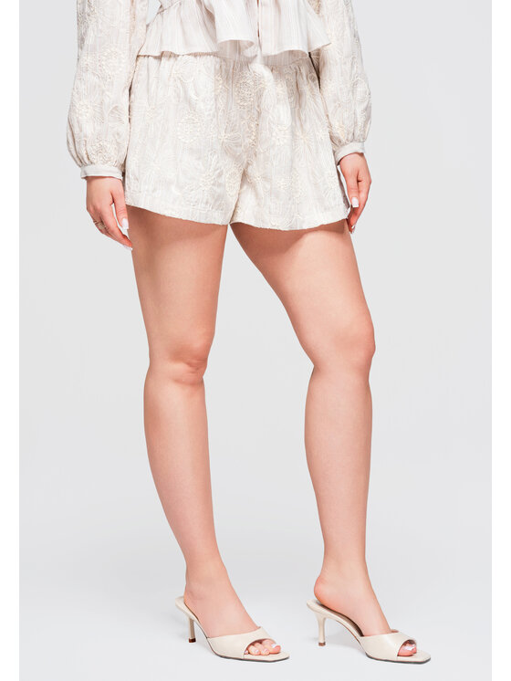 Ombre Ombre Szorty materiałowe OW-ST-E0012 Beżowy Relaxed Fit