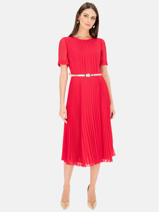 Potis & Verso Potis & Verso Sukienka elegancka Debora Różowy Slim Fit