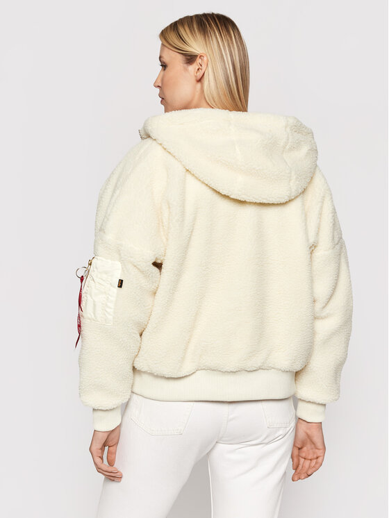 Alpha Industries Alpha Industries Kurtka przejściowa Ma-1 Os Hooded Teddy 118002 Biały Regular Fit
