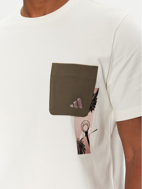 adidas adidas T-shirt Lens Elevated Pocket Graphic JJ3928 Bijela Loose Fit