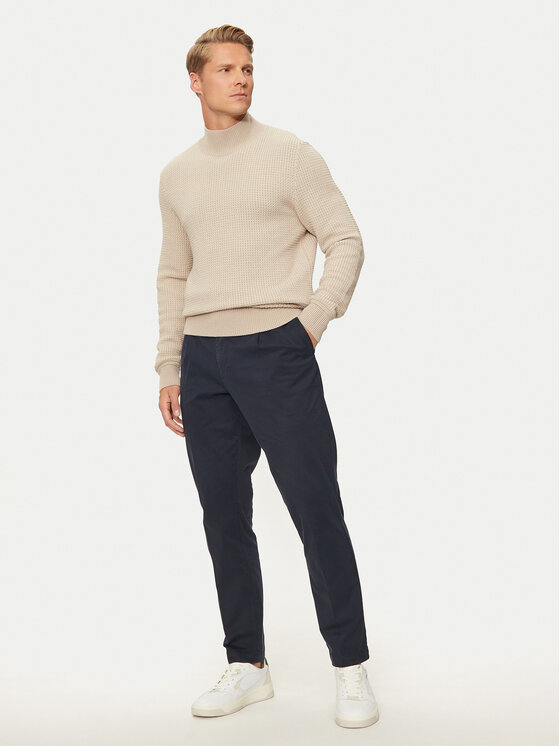 BOSS Boss Kalhoty z materiálu 50524390 Tmavomodrá Regular Fit