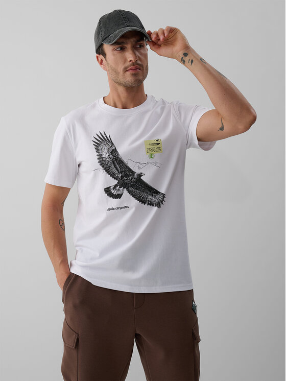 4F 4F T-Shirt OVERLAND Biały Regular Fit