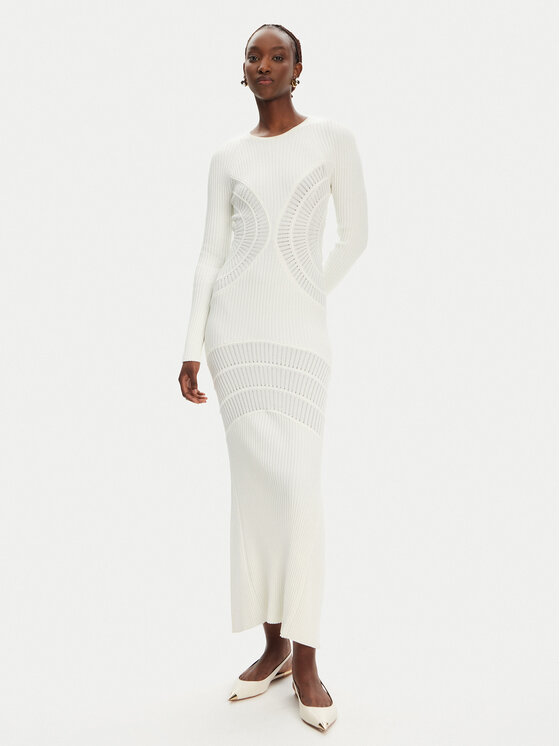 PINKO PINKO Rochie tricotată Vettore Abito 104631 A2E6 Écru Slim Fit