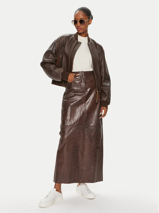 Weekend Max Mara Weekend Max Mara Odinė striukė Hiltex 2425446031 Ruda Relaxed Fit