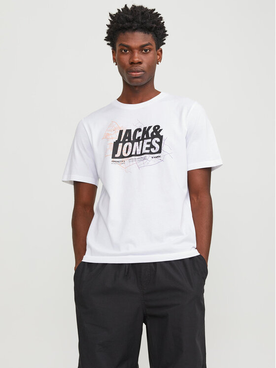 Jack&Jones Majica Map Logo 12252376 Bela Standard Fit