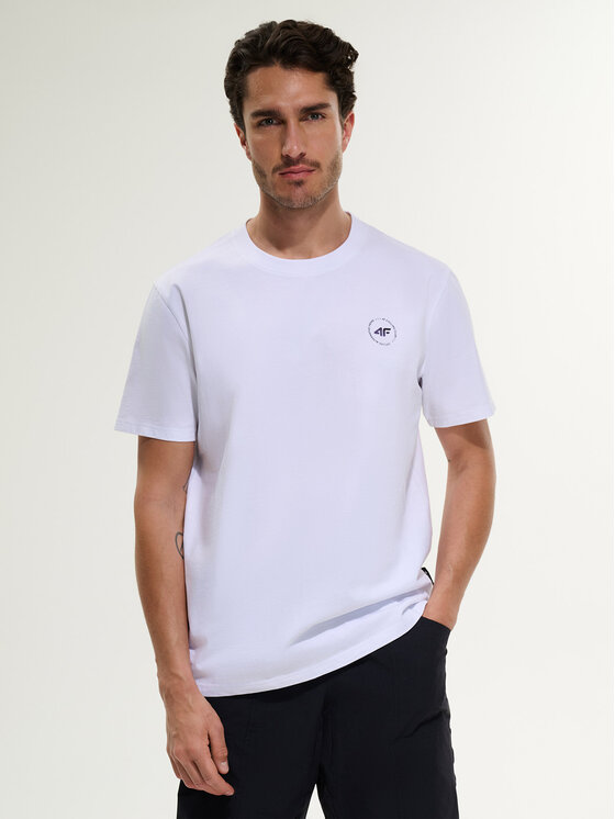4F 4F T-Shirt WHEEL & WAVE Biały Relaxed Fit