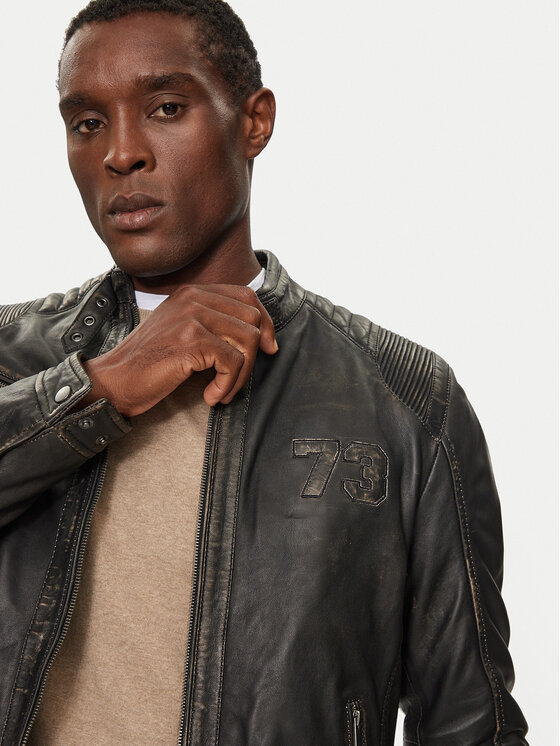 Serge Pariente Serge Pariente Ādas jaka Modelo Melns Regular Fit