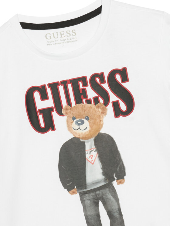 Guess Guess T-Shirt L6RI11 K8HM4 Biały Regular Fit