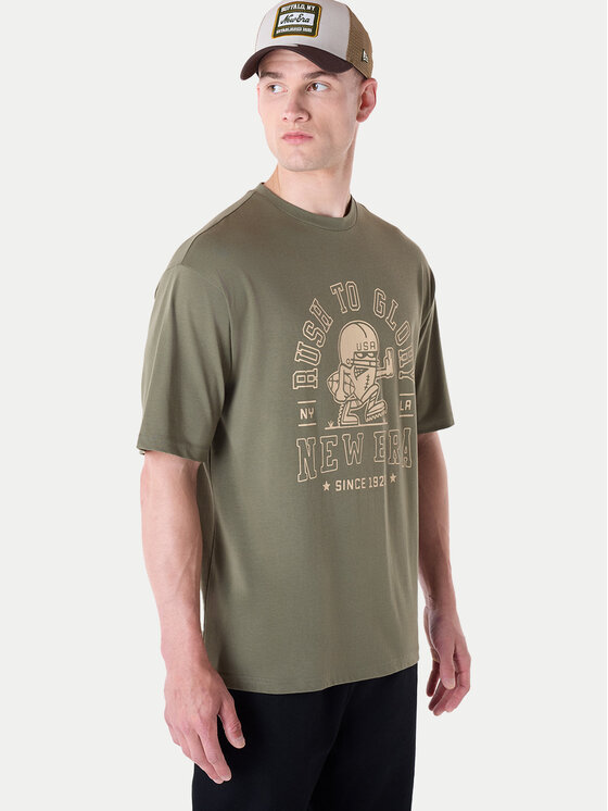 New Era New Era T-Shirt Football Graphic 60596409 Zielony Regular Fit