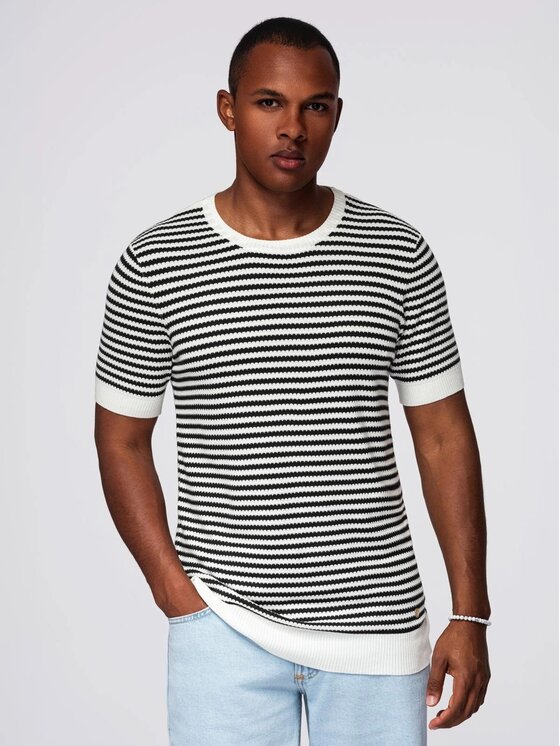 Ombre Ombre T-Shirt OM-TSCT-0255 Czarny Slim Fit