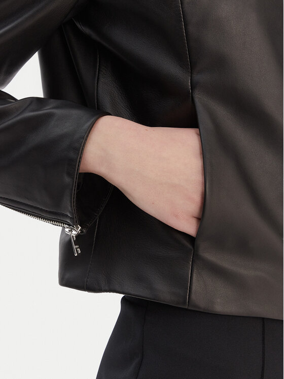 HUGO HUGO Lederjacke Lasari 50555743 Schwarz Regular Fit