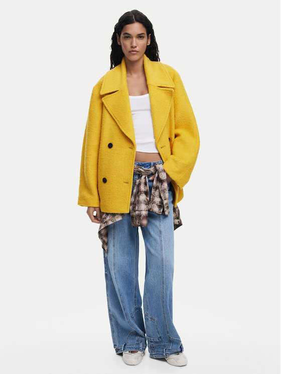 Desigual Desigual Вовняне пальто Shortcolor 25WWEW11 Жовтий Regular Fit