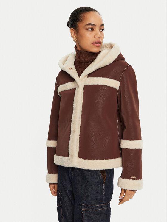 Liu Jo Liu Jo Báránybőr kabát TF4140 E0903 Barna Regular Fit