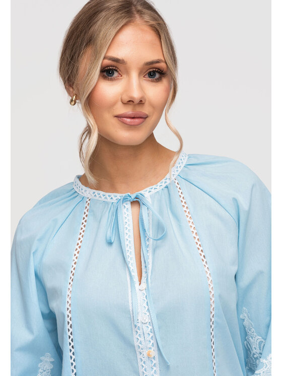 Ombre Ombre Koszula OW-SH-E0042 Niebieski Loose Fit