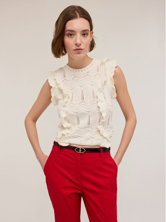 Motivi Motivi Cardigan G366W003413N011 Bianco Regular Fit