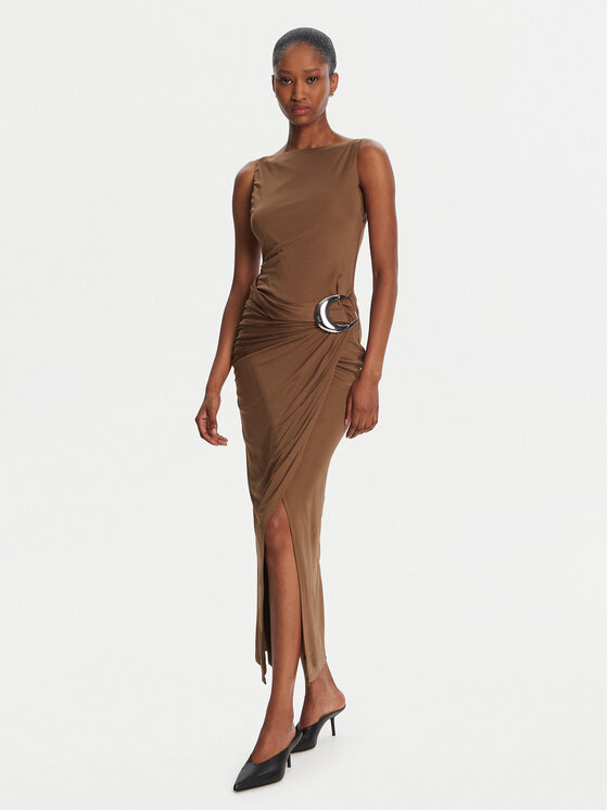 STAUD STAUD Koktel haljina Talia R25R2137VJ Smeđa Slim Fit