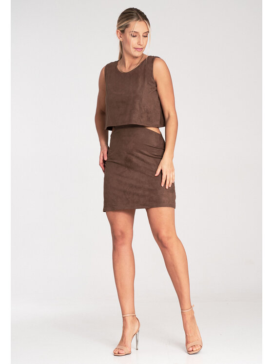 FIGL FIGL Vestito da giorno M1060 Marrone Fitted Fit