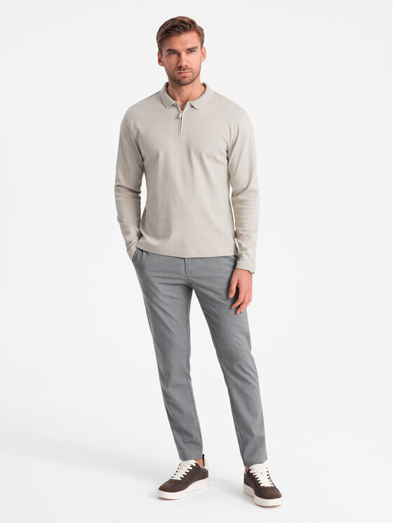 Ombre Ombre Longsleeve OM-POLS-0130 Beżowy Regular Fit