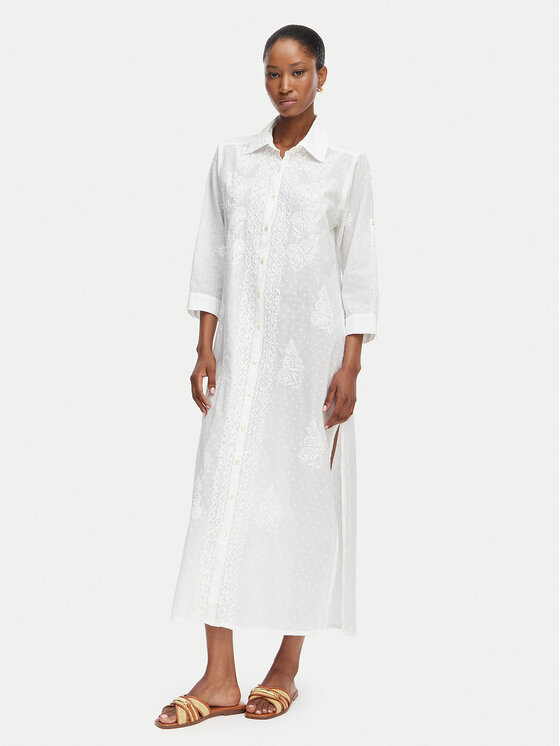 Selmark Selmark Vestito da spiaggia BC233 Bianco Regular Fit