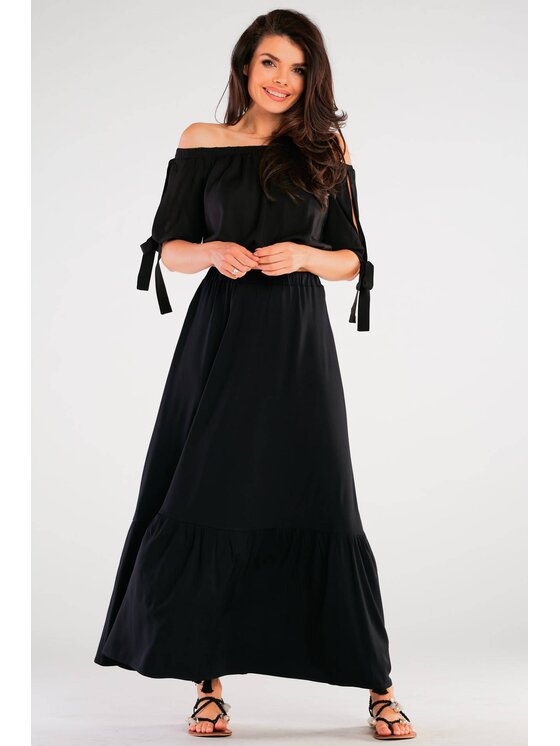 Awama Awama Bluzka A430 Czarny Basic Fit