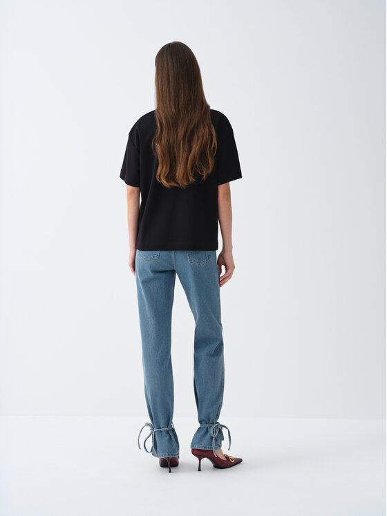 La Mania La Mania T-Shirt HAYLA Czarny Basic Fit