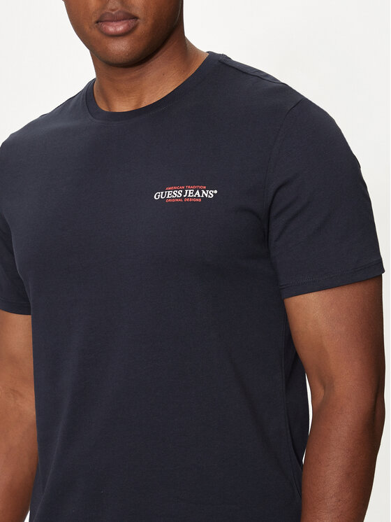 Guess Jeans Guess Jeans Tričko M4YI55 K8HM0 Tmavomodrá Slim Fit