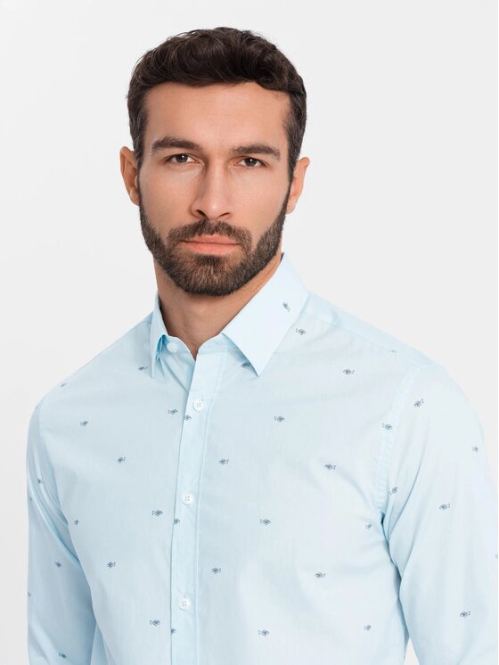 Ombre Ombre Košile OM-SHCS-0156 Světle modrá Regular Fit