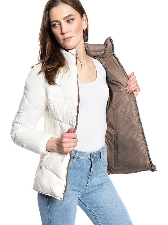 Wrangler Wrangler Kurtka damska ADELE REVERSIBLE JACKET Beżowy Slim Fit