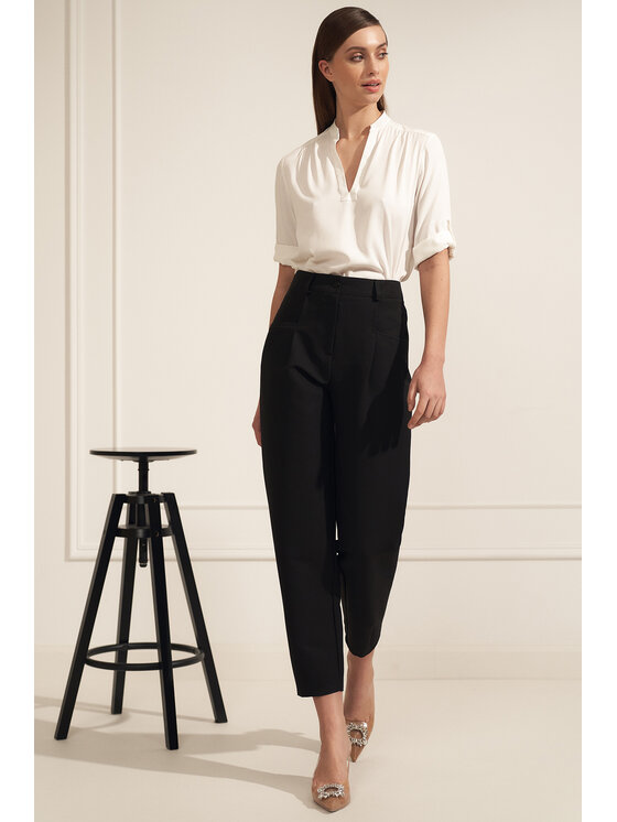 NIFE NIFE Bluzka z podwijanym rękawem Écru Classic Fit