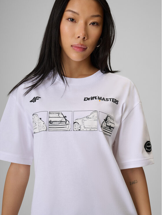 4F 4F T-Shirt MOTOSPORTS 2026 Biały Loose Fit