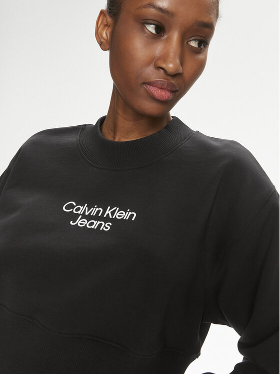 Calvin Klein Jeans Calvin Klein Jeans Pulóver Stacked Institutional J20J221466 Fekete Regular Fit